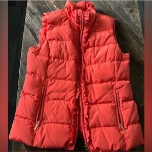 Talbots Front Zip Puff Vest With Adorable Ruffle Detail & Front Pockets Sz L